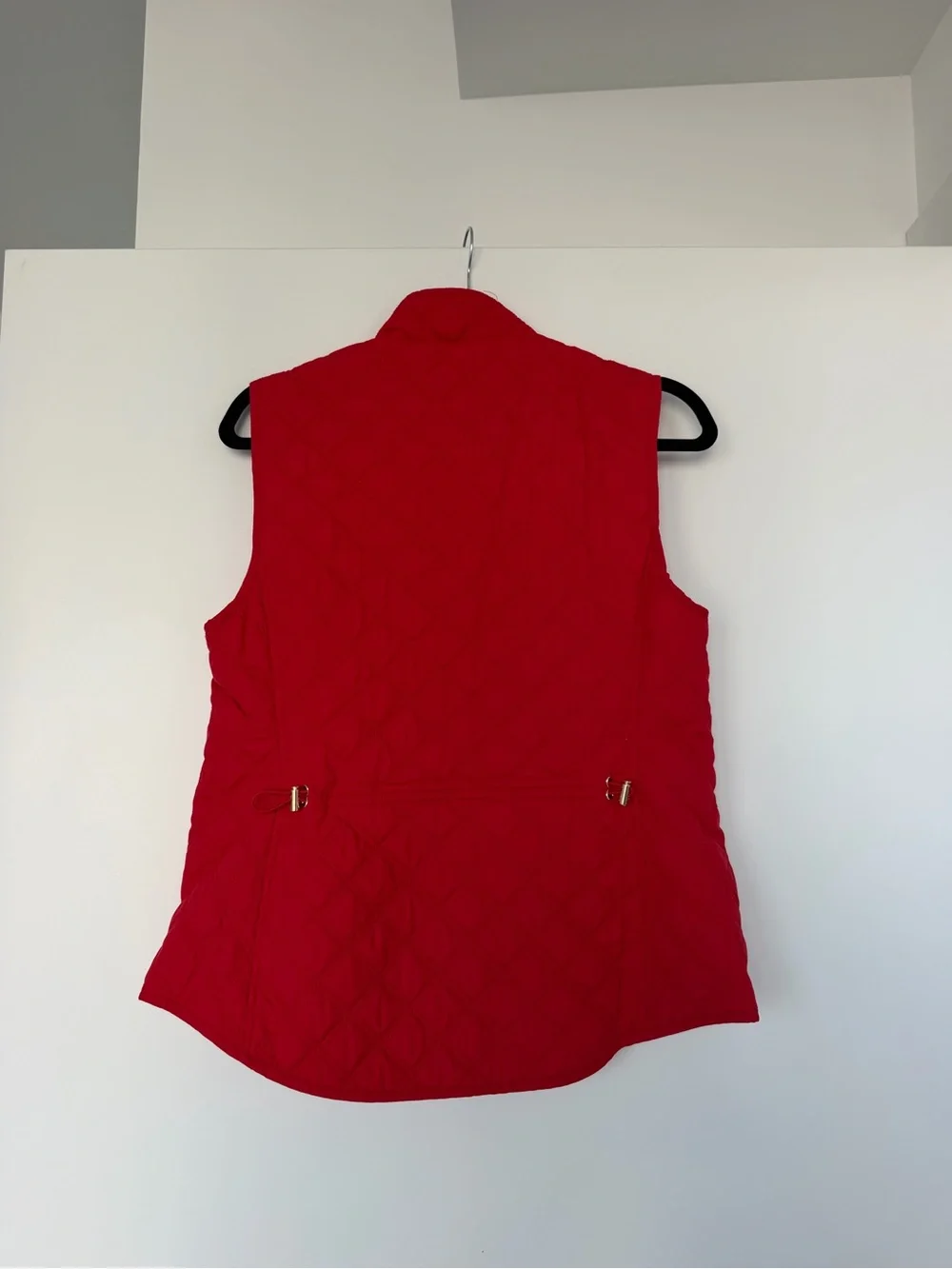 Red Puffer Vest with Gold Hardware